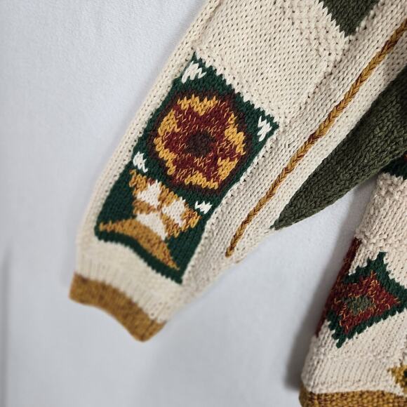 VTG Tony Lambert Cardigan Sweater S Ivory Multicolor Cabincore Cottagecore READ - Picture 5 of 15